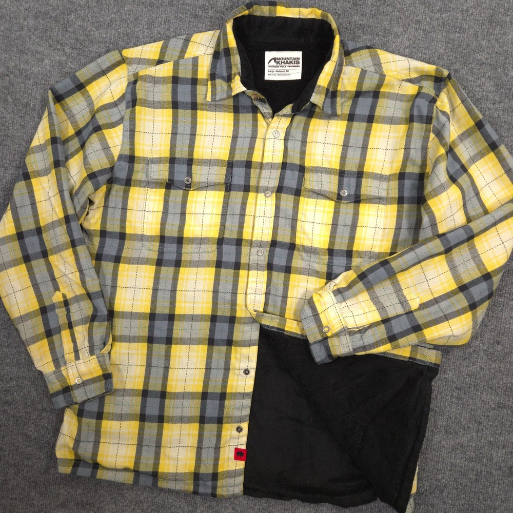Mountain Khakis Christopher Fleece Lined Shirt Jacket Mens L Plaid Relaxed Fit